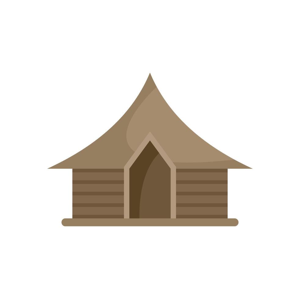 Wooden hut with pointed roof, traditional dwelling illustration vector