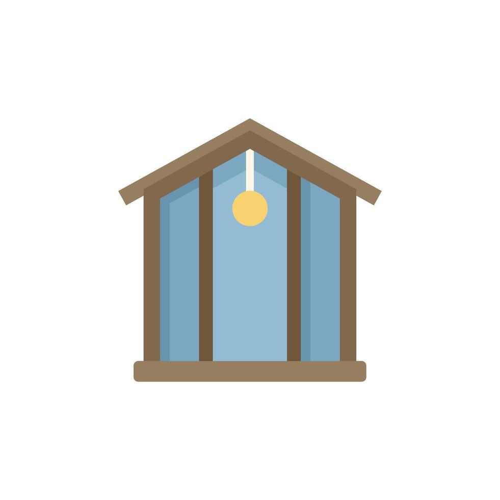Simple illustration of a nativity scene lit by a hanging star vector