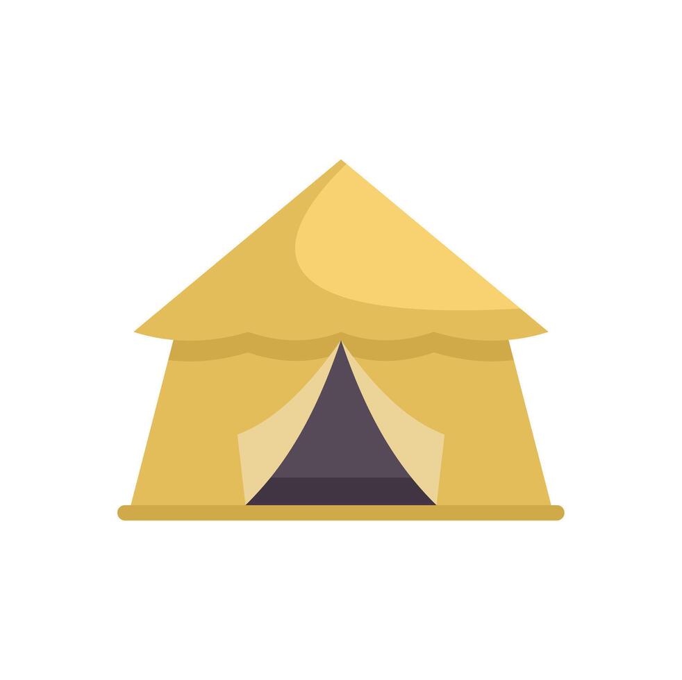 Yellow camping tent standing on the ground isolated on white background vector