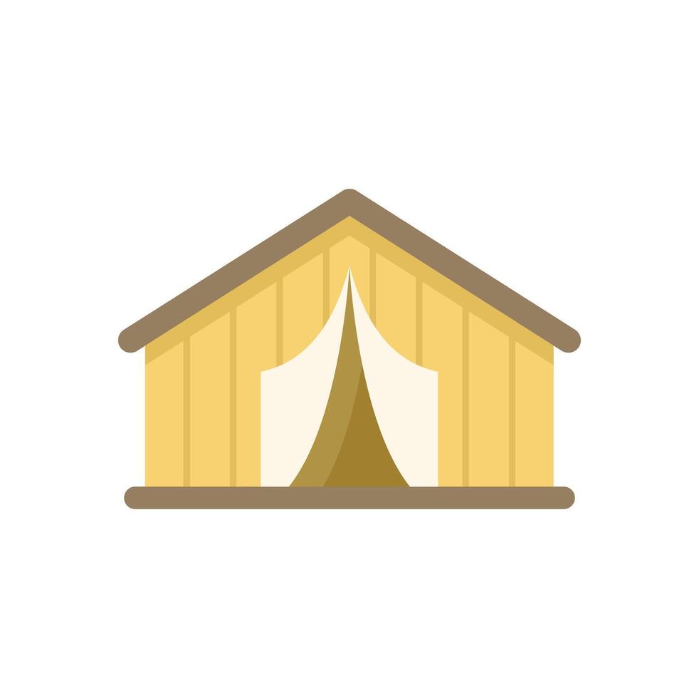 Simple flat color icon of a camping tent on a white background vector