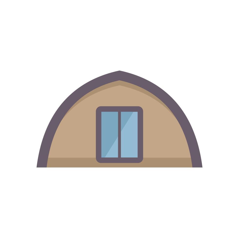 Brown hut with window and doorway camping icon vector