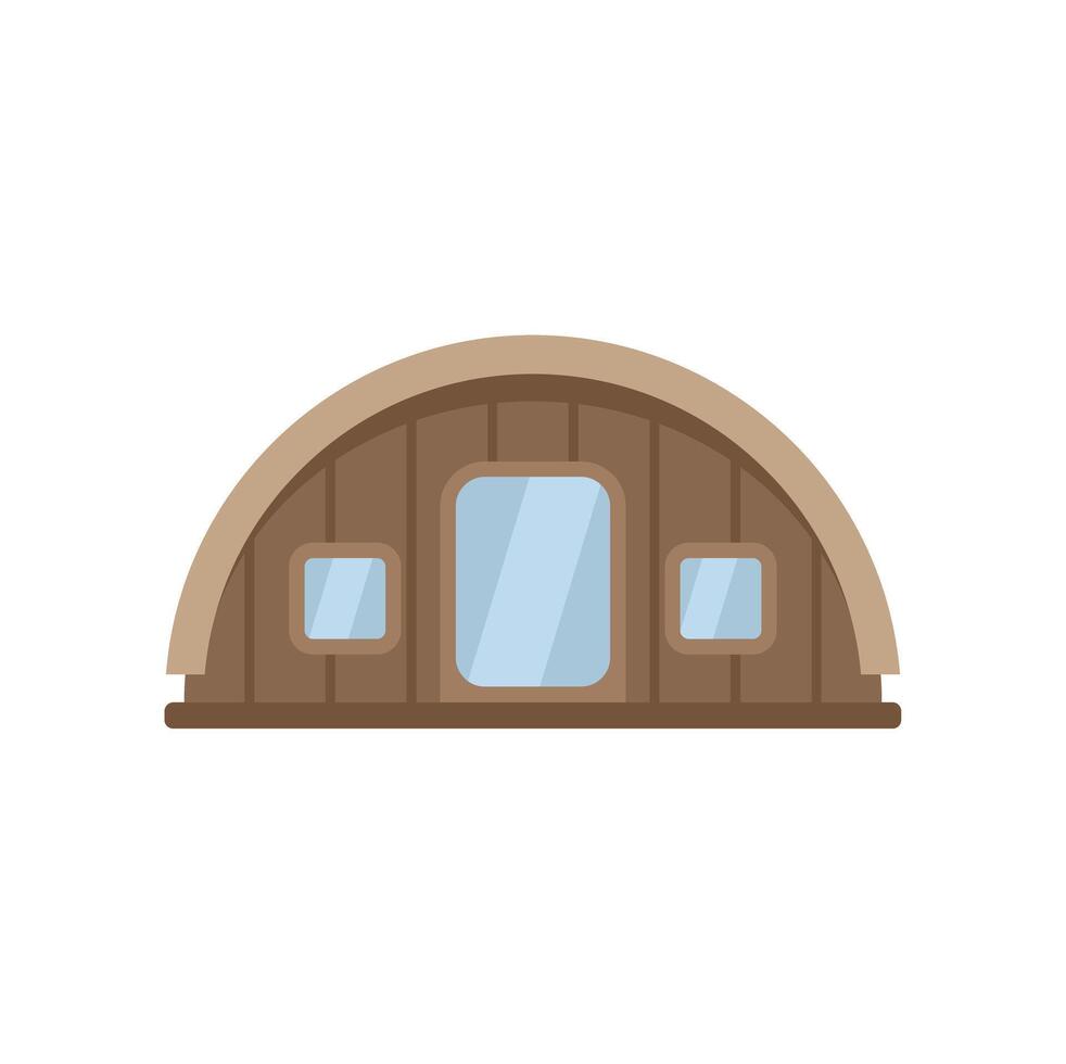 Wooden hangar building facade presenting modern architecture style vector