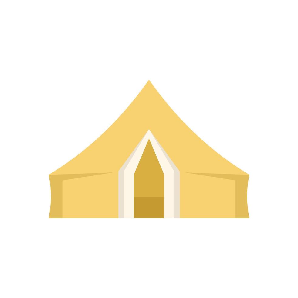 Camping tent standing in the forest at sunset time vector