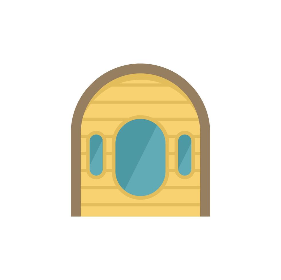Wooden sauna cabin showing arched roof and windows in flat design style vector