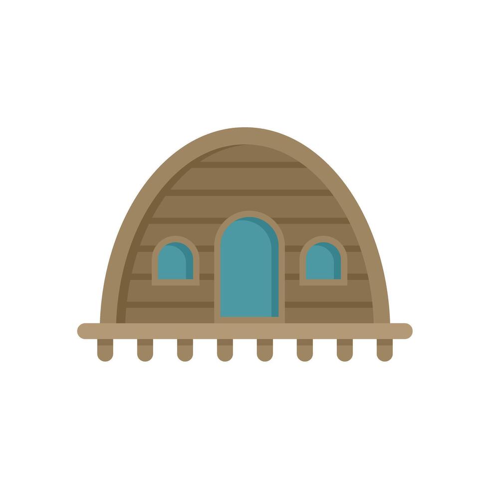 Wooden bungalow house floating on water with arch design vector