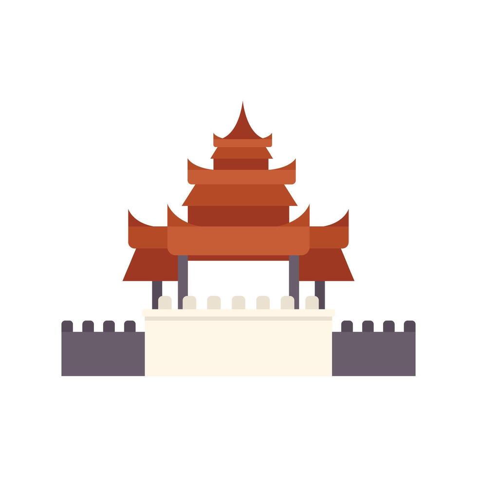 Traditional asian temple building with red roof and walls vector