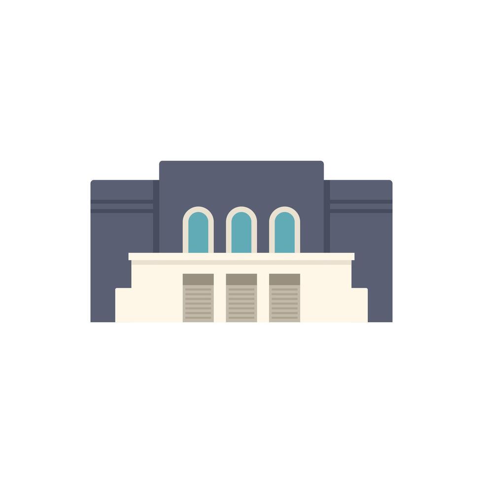 Big building facade with arched windows icon flat style vector