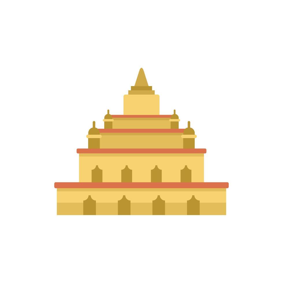 Ancient buddhist temple building with golden roof and decoration vector