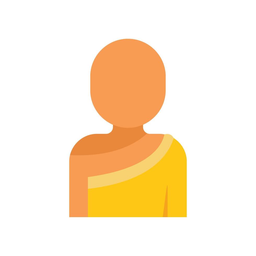 Buddhist monk wearing traditional saffron robes icon illustration vector
