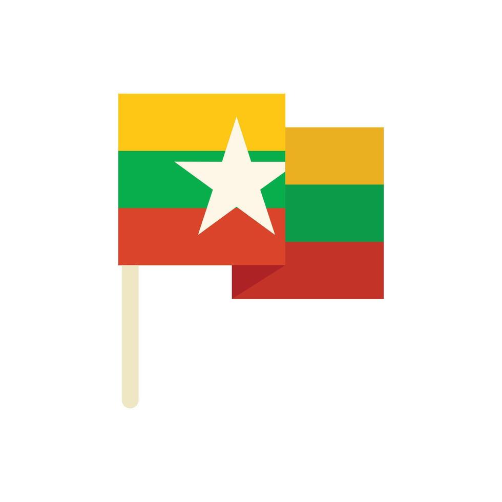 Myanmar flag waving on white background vector