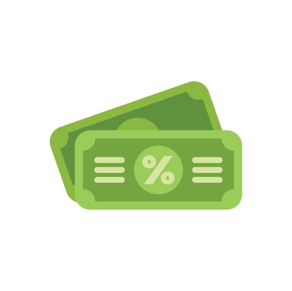 Green banknotes representing interest rate percentage increase vector