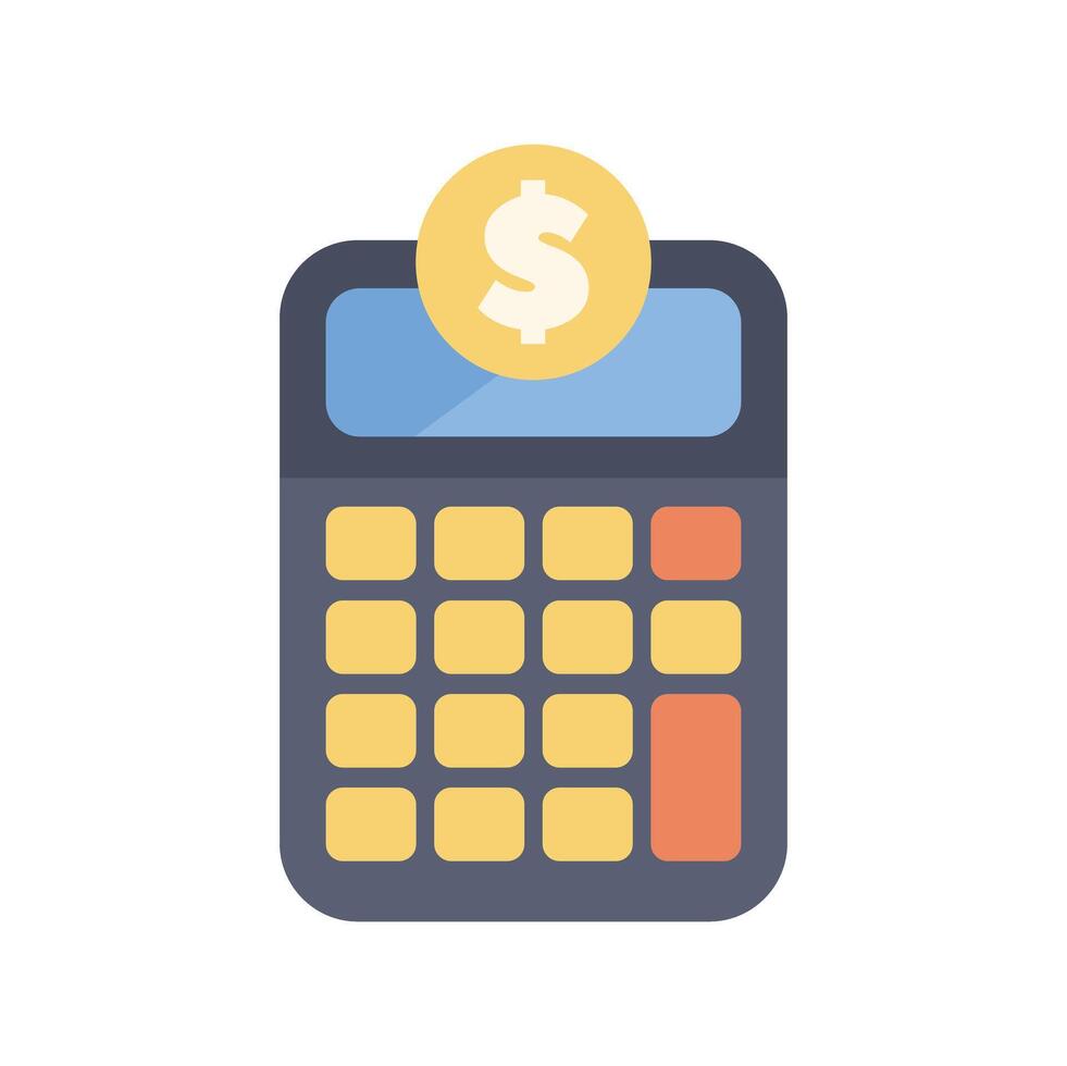 Calculator performing a financial calculation with dollar currency symbol vector