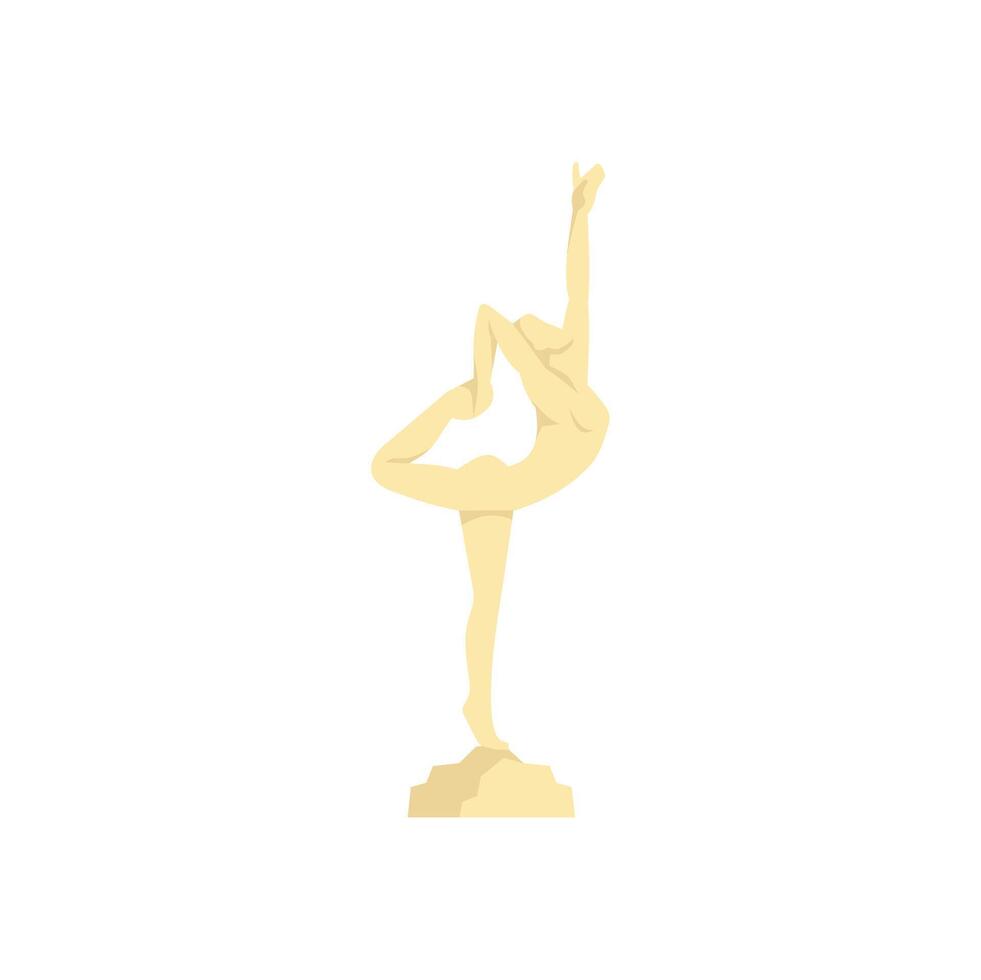 Golden statue of gymnast performing rhythmic gymnastics exercise vector
