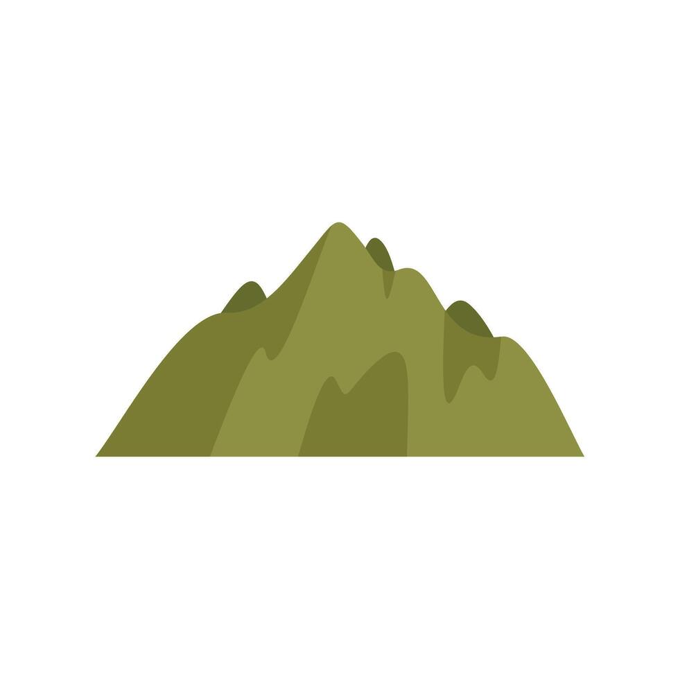 Green mountain peak reaching high above ground level vector