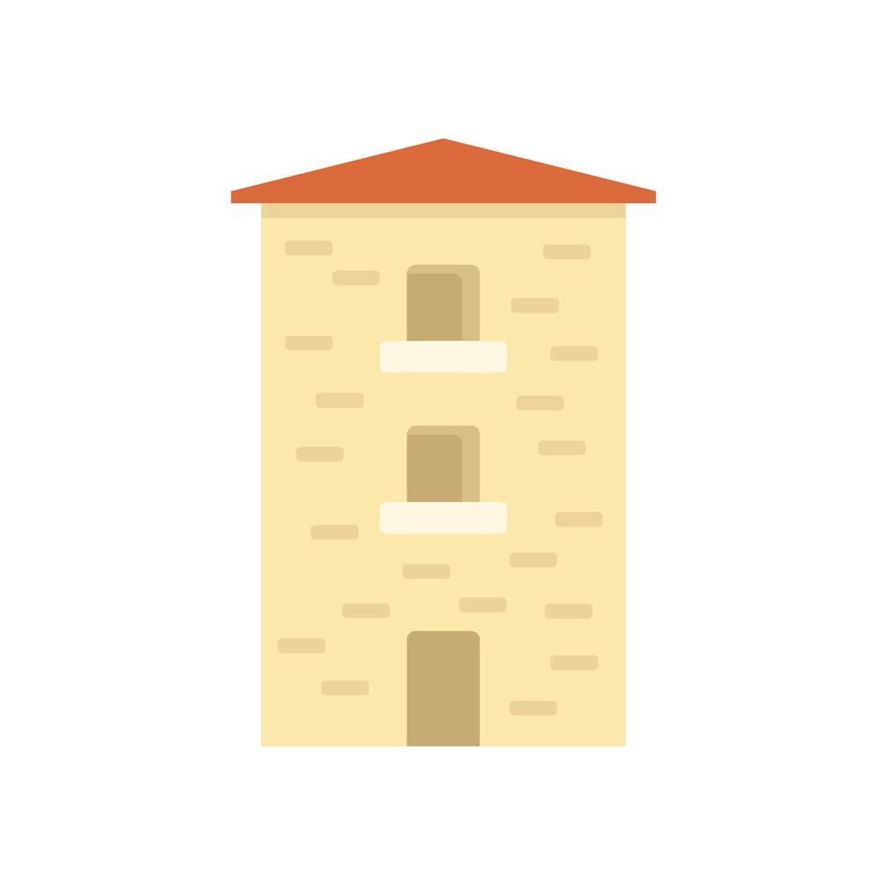 This multi story building features a brick facade and balconies vector