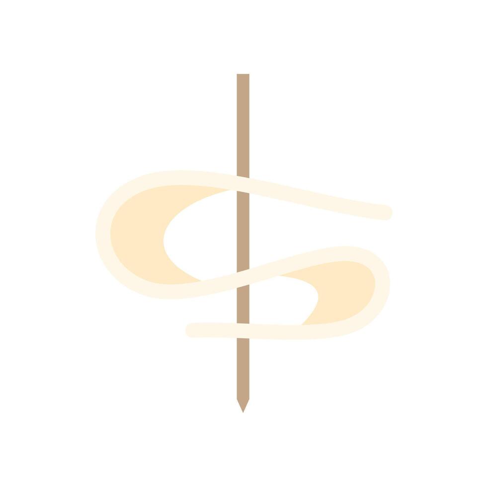 Tornado potato swirling on wooden skewer vector