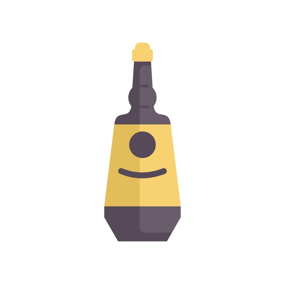 Bottle of liquor with smiling label having a party flat icon design vector