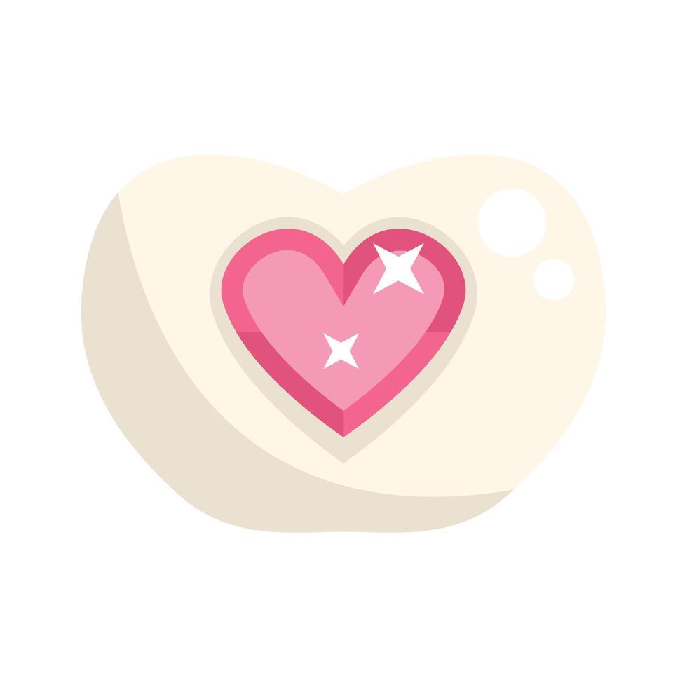 Pink heart shape shining on white background vector