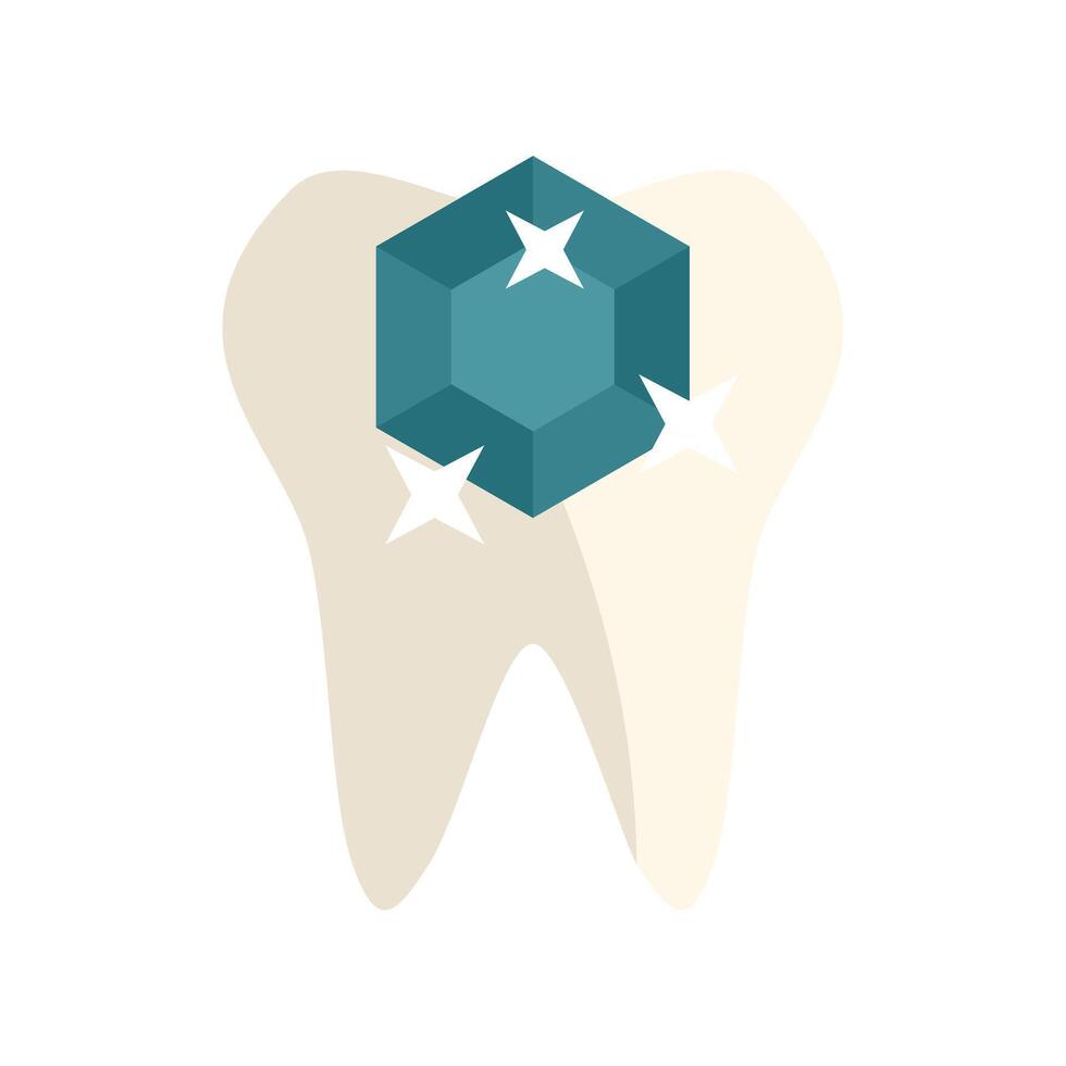 Sparkling clean tooth with a green gem illustrating dental hygiene vector