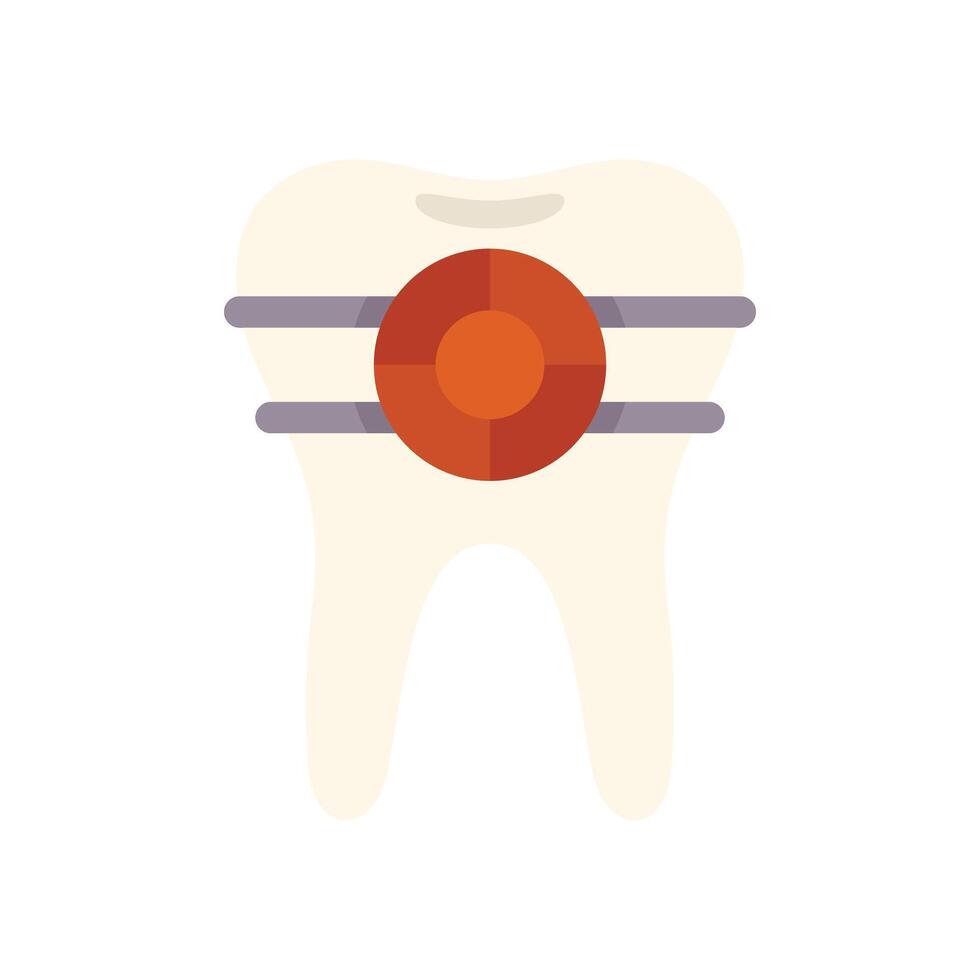 Tooth with braces showing orthodontic treatment process vector