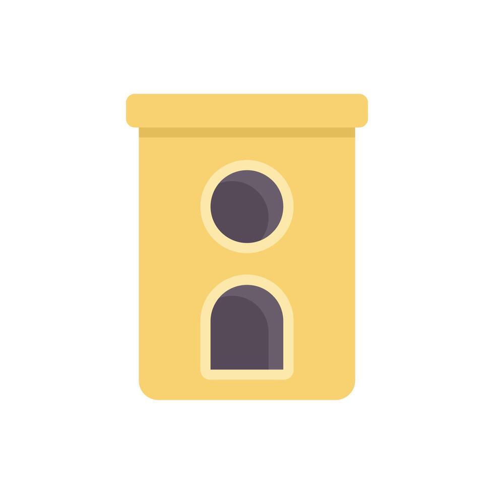Simple flat design yellow medieval tower building with windows and archway vector
