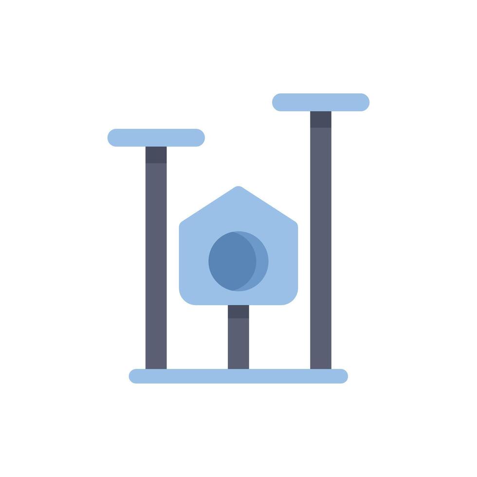 Blue cat tree with scratching posts for playful cats vector