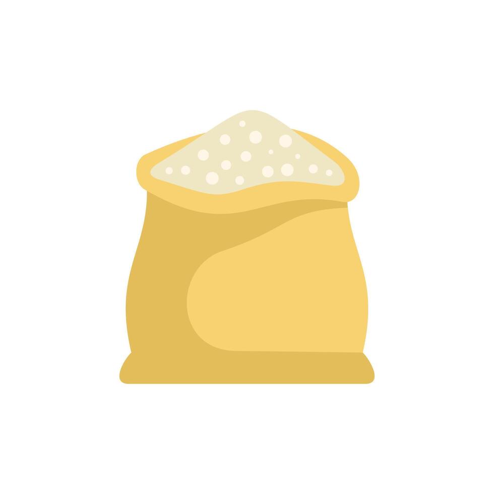 Full sack of flour standing upright on white background vector