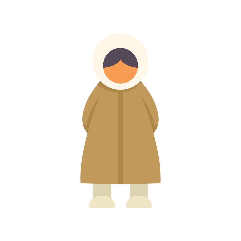 Eskimo woman wearing traditional clothes standing still vector