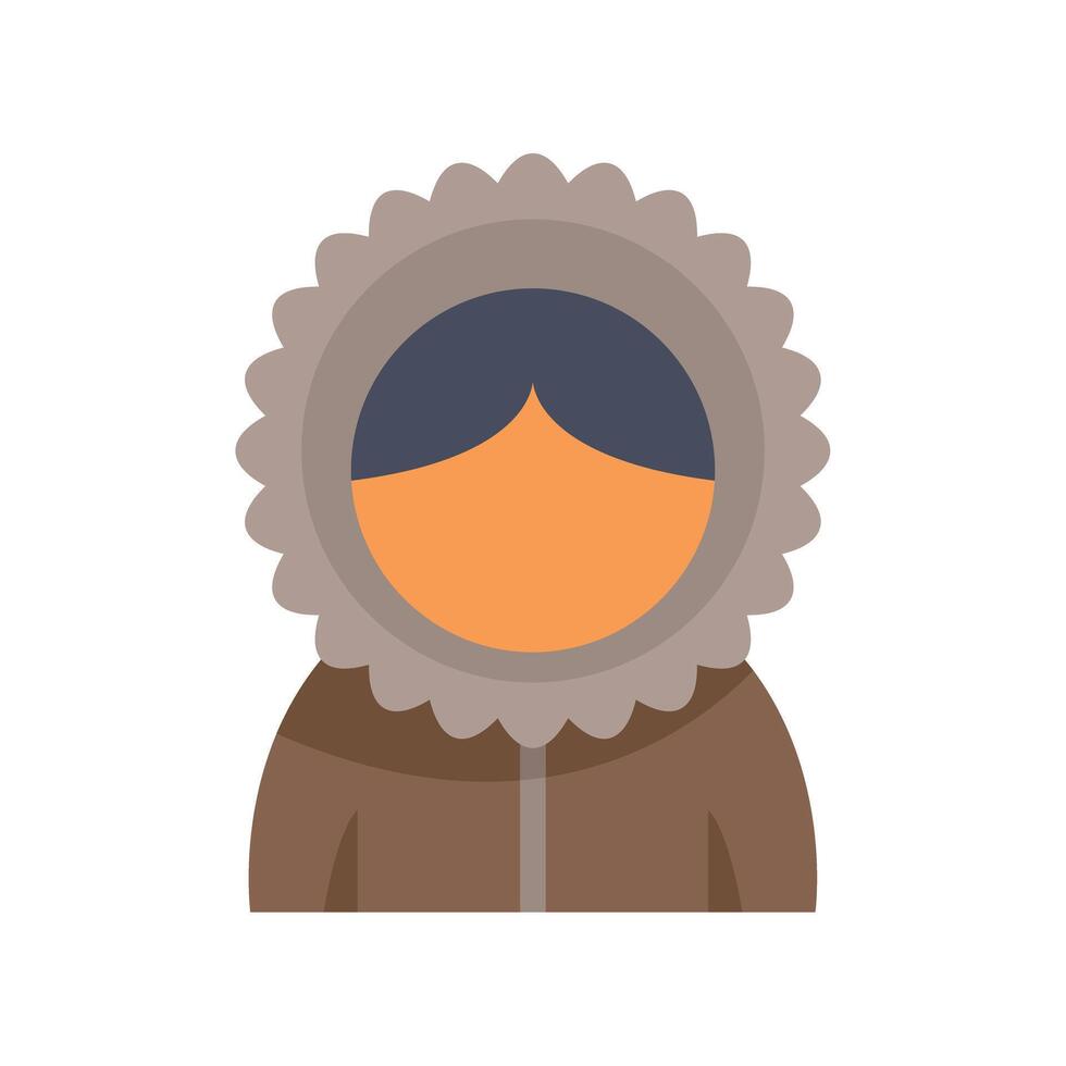 Inuit person wearing traditional parka smiling and posing for portrait vector