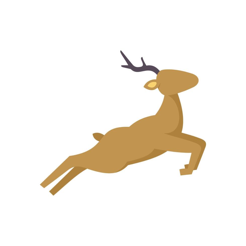 Brown deer jumping gracefully with antlers on white background vector