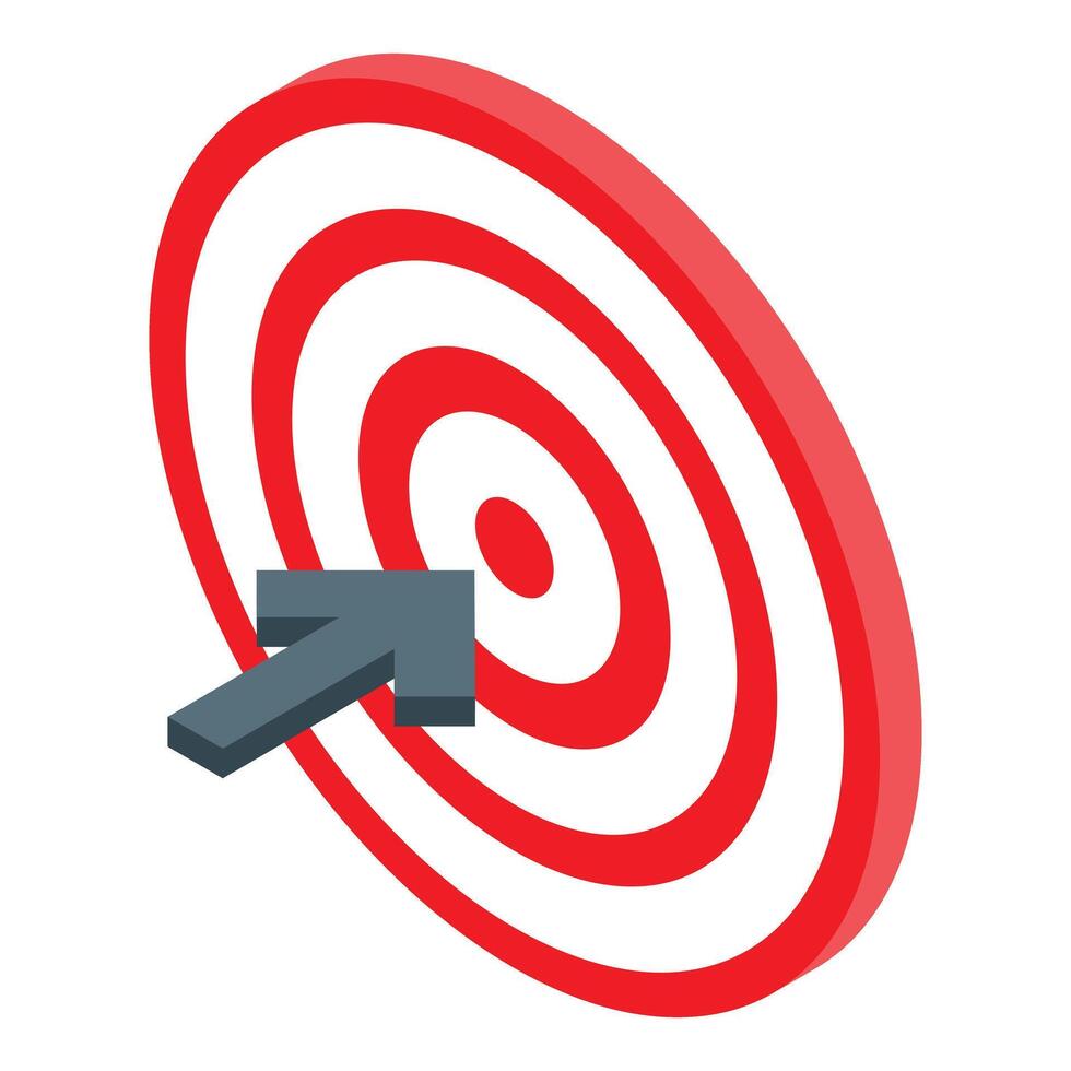 Arrow pointing red and white target representing reaching goal vector