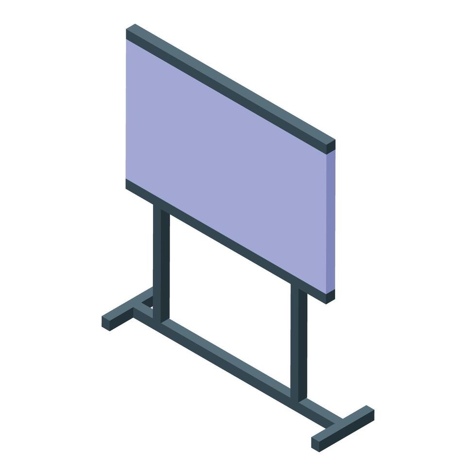 Interactive whiteboard displaying presentation on metal stand in isometric view vector