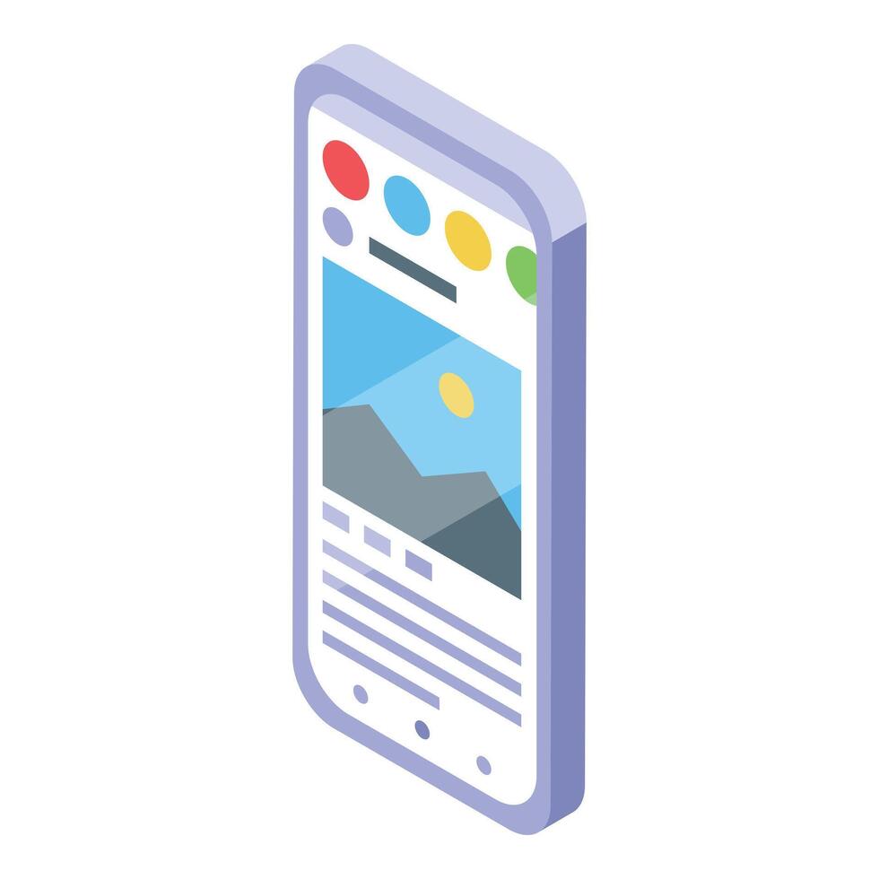 Smartphone displaying social media post with photo and text vector