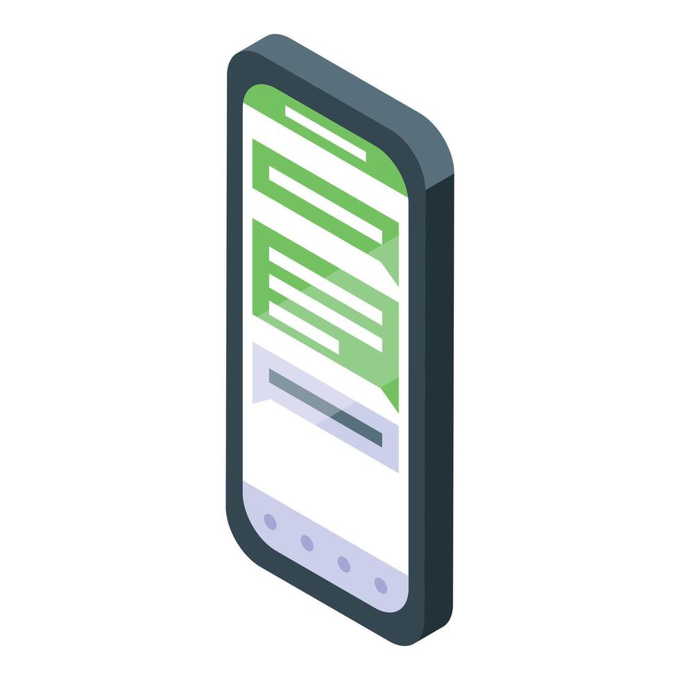 Smartphone showing chatting isometric interface on screen vector