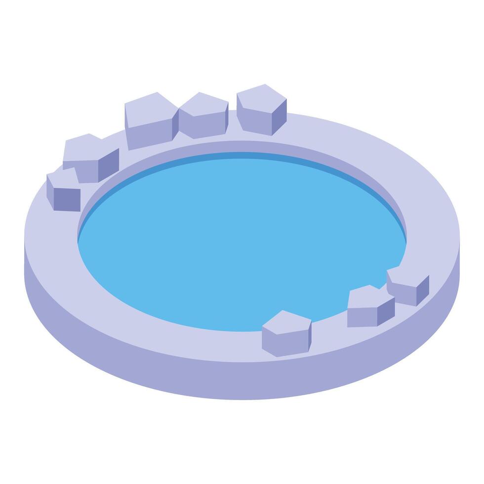 Circular pool with ice cubes surrounding, refreshing summer concept vector