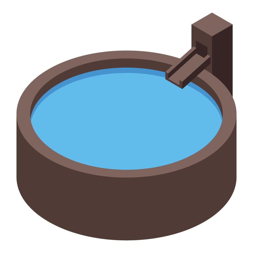 Round pool with small slide and clean water, isometric view vector