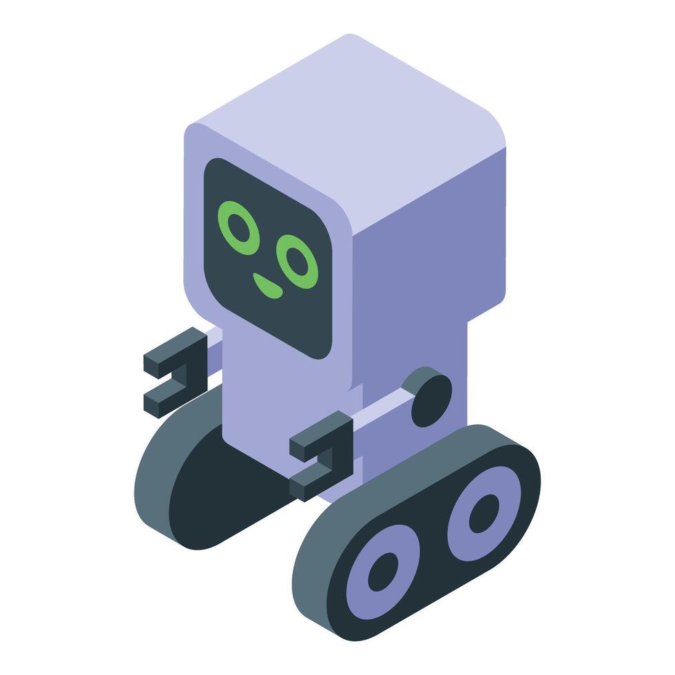 Cute chatbot robot moving on wheels, showing artificial intelligence vector
