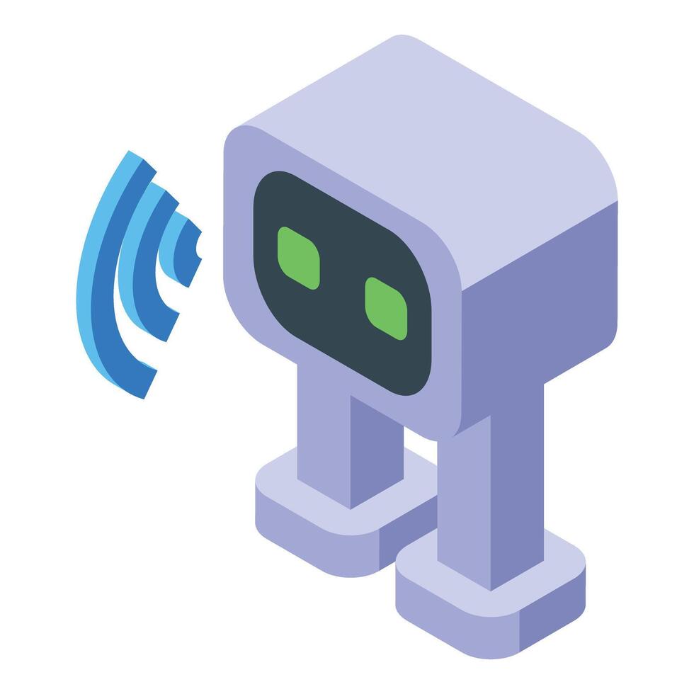 Smart robot receiving wireless signal, futuristic technology and automation vector
