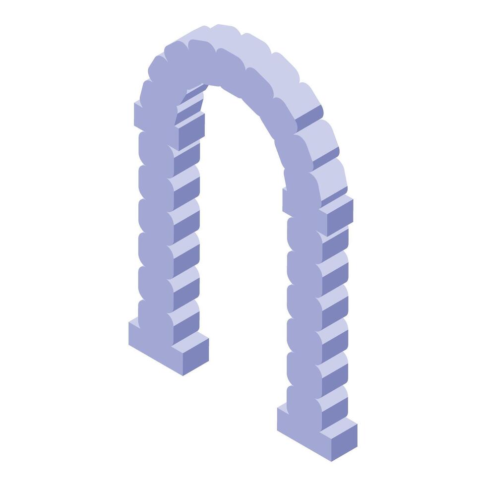 Stone archway creating elegant entrance in isometric view vector