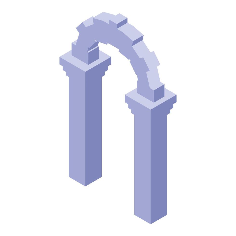 Stone arch connecting two pillars in isometric view vector