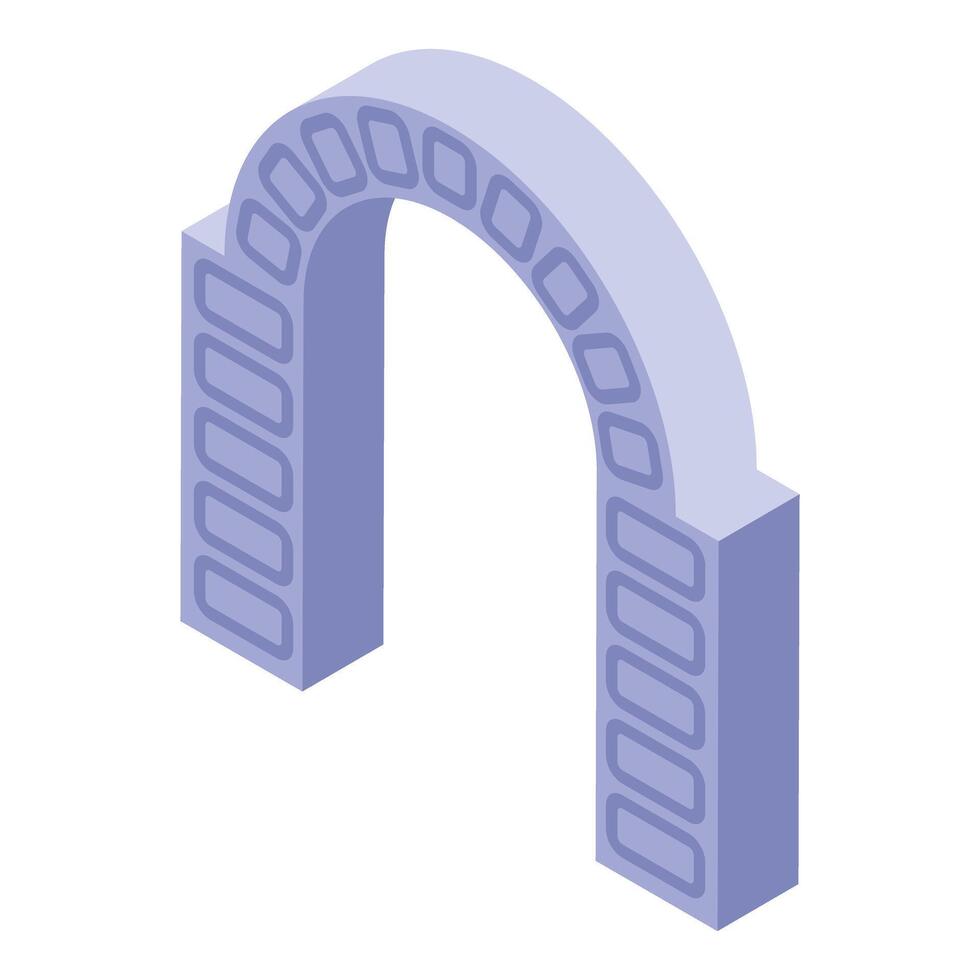 Stone archway connecting two pillars in isometric view vector