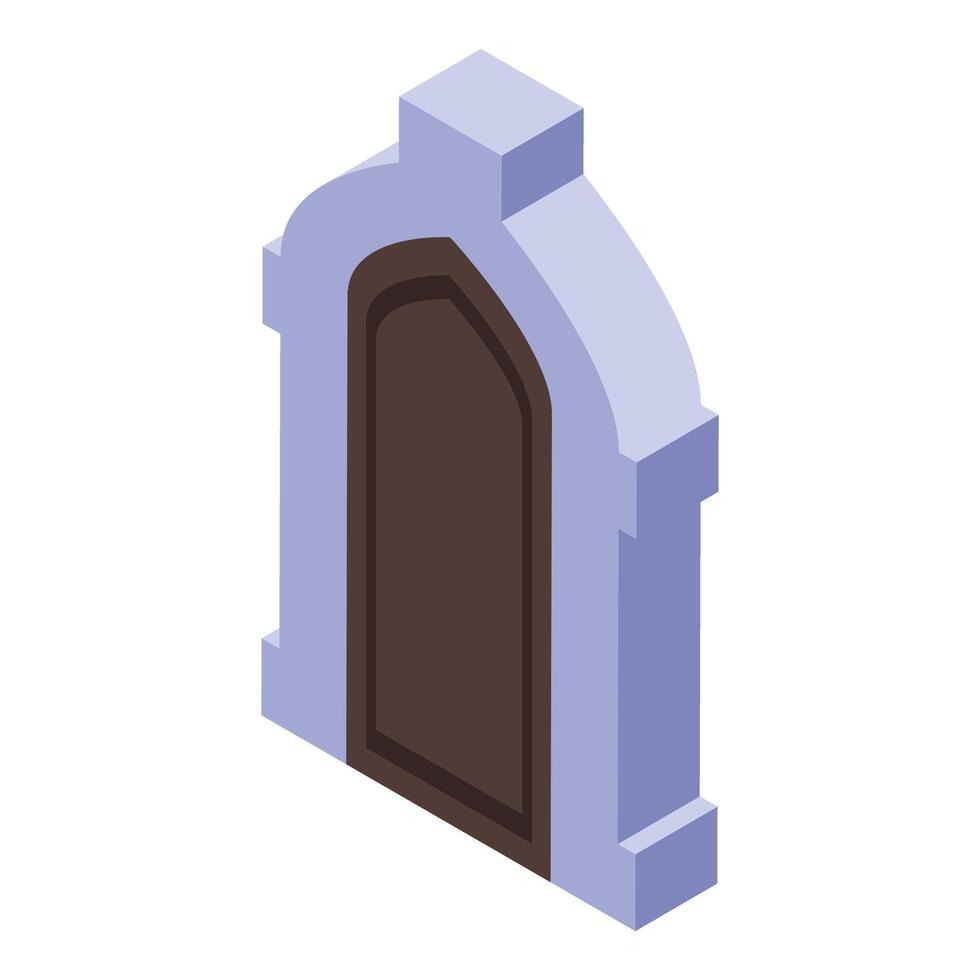 Fortress gate with arched entrance protecting medieval castle vector