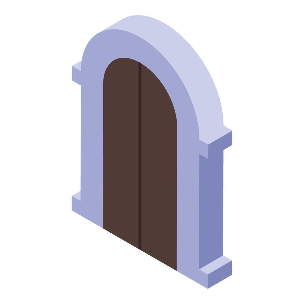 Arched double door symbolizing security and elegance in isometric view vector