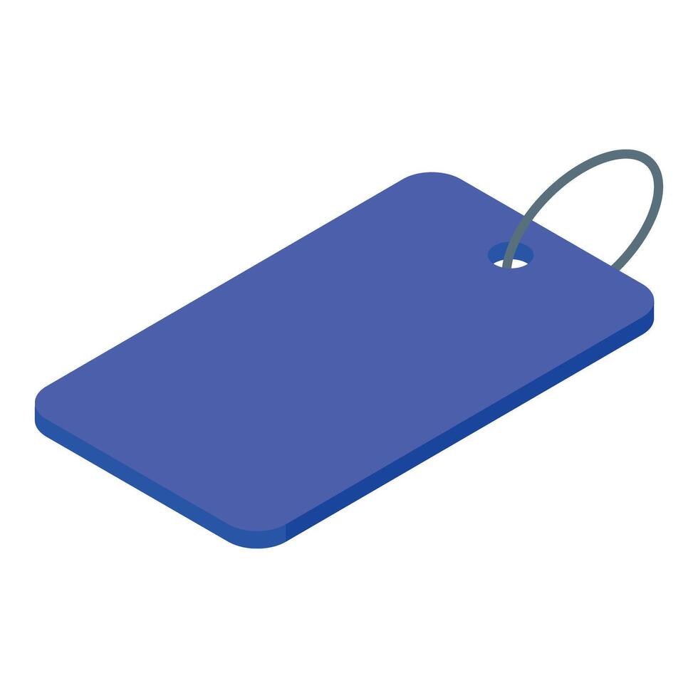 Blue rectangular label with string showing isometric projection vector