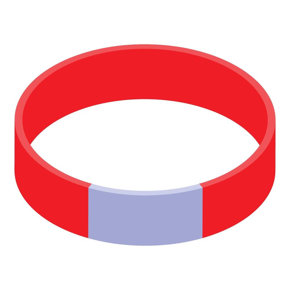 Red silicone bracelet with blank customizable area isometric view vector