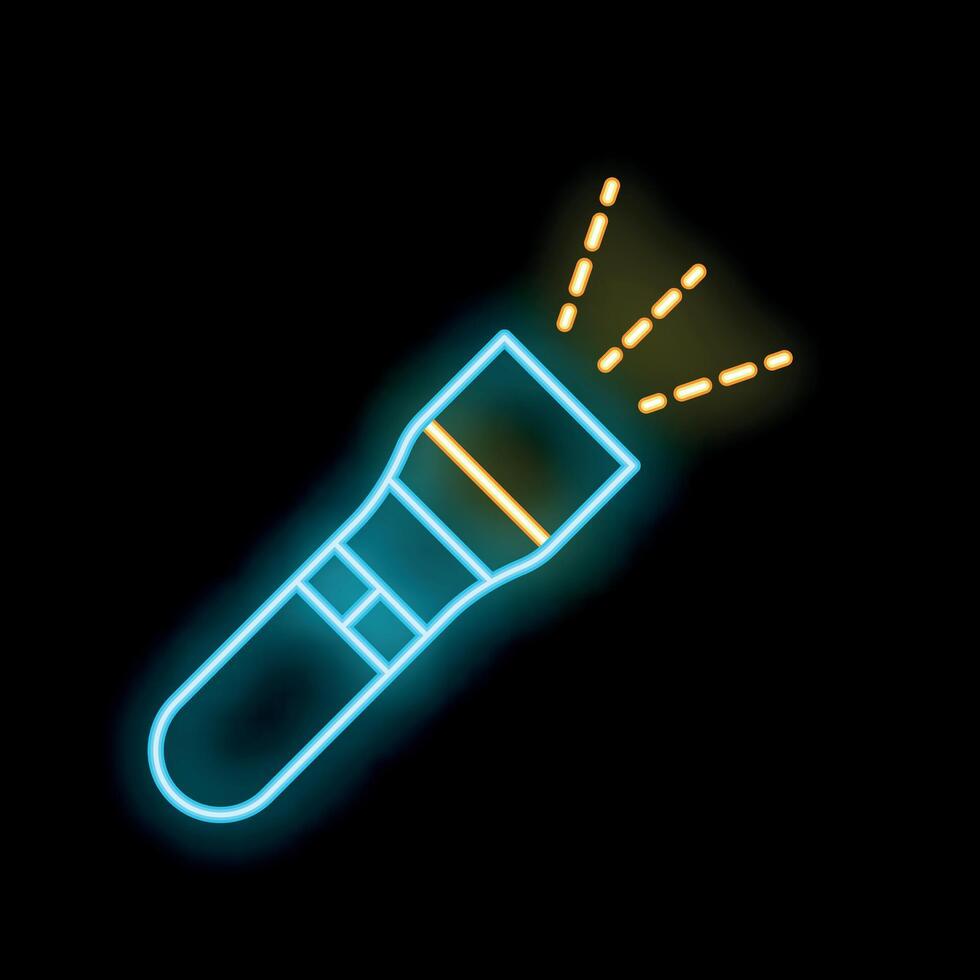 Neon flashlight shining in the dark illustration vector