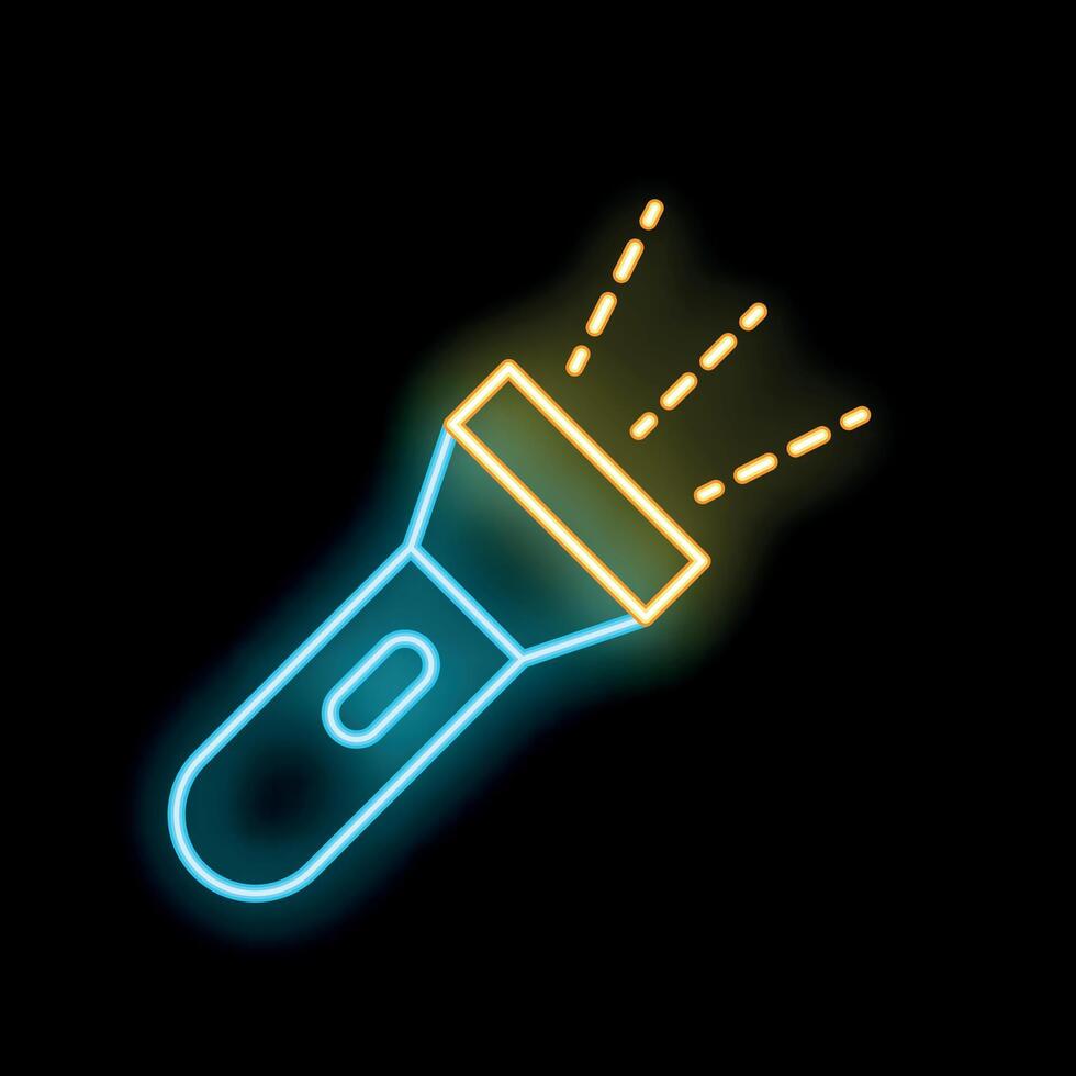 Neon flashlight shining bright in the darkness vector
