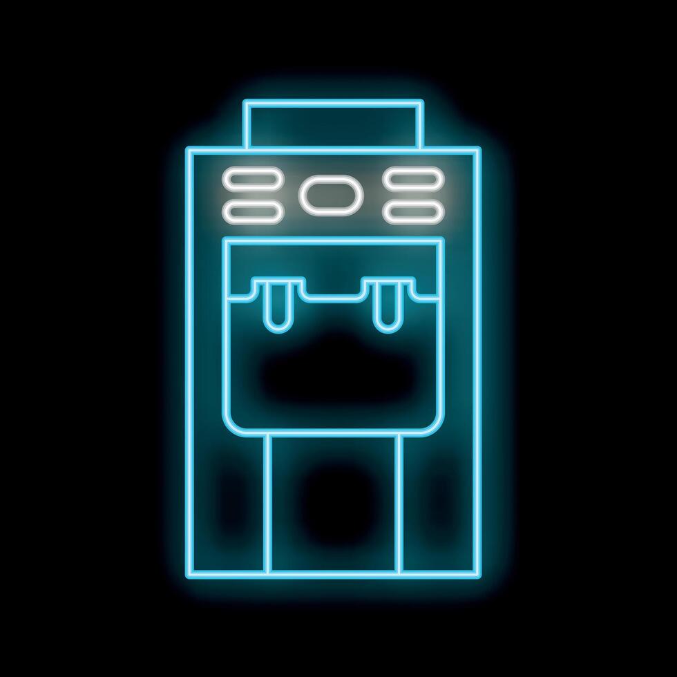 Glowing neon line water cooler for office and home on a black background icon illustration vector
