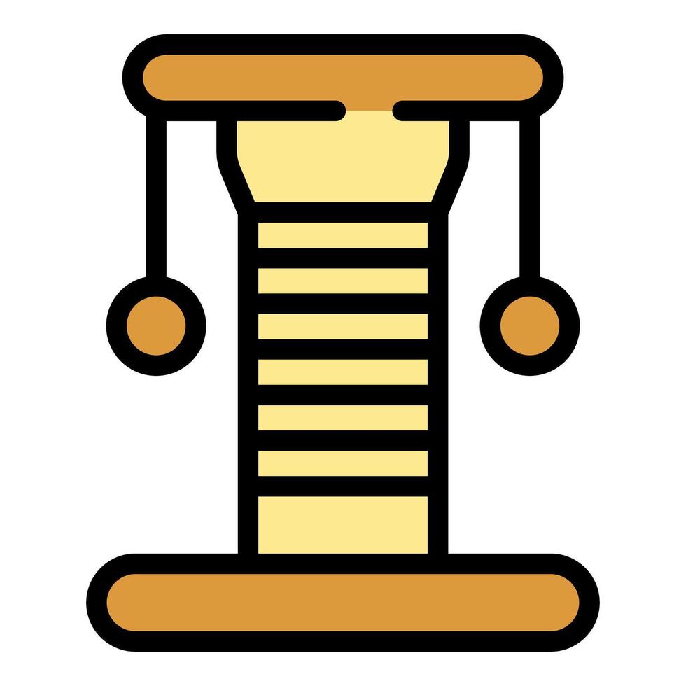 Cat scratching post with hanging ball toy icon representing pets vector