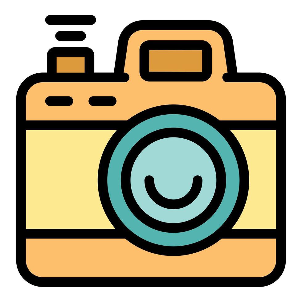 Cute retro camera capturing happy memories with flash on vector